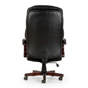 Bentley black leather executive high-back office chair, back view