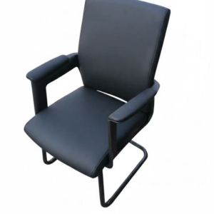 CKK71BV black leather visitors chair with chrome sleigh legs