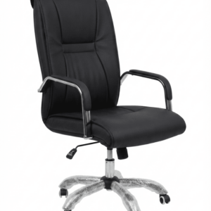 CII03B black leather executive chair front angle